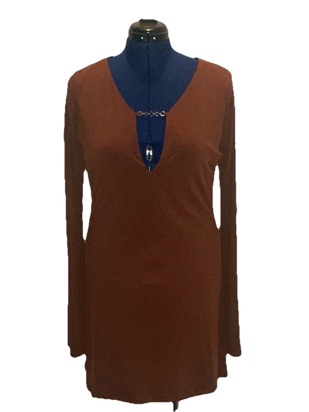 Fashion Nova Rust Brown Long Sleeve Mini Dress